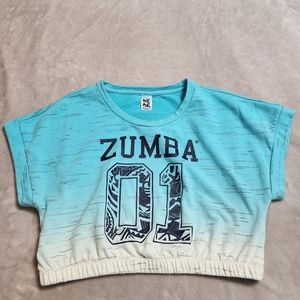 Zumba Fitness Blue sweater crop top sz M